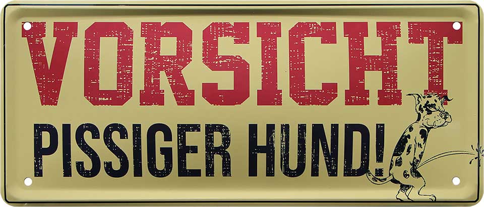 4252024224566 Schilderstore24 	Schilderstore24 Blechschilder sind perfekt als Geschenk zu Weihnachten, Geburtstage, Feiern, Partys, Grillabende, Namenstag, Feiertag, Mädelsabend, Hochzeit. Jederzeit stilvoll im Wohnzimmer, Partykeller, Garage, Praxis, Büro, Café, Hauseingang Haustier Tier Freund knuddelig Zuhause Katze Hund Hamster Meerschwein haustier ''Vorsicht pissiger Hund''		28x12cm