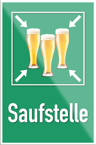 4252024229035	Schilderstore24	 ''Saufstelle''Schilderstore24 Blechschilder sind perfekt als Geschenk zu Weihnachten, Geburtstage, Feiern, Partys, Grillabende, Namenstag, Feiertag, Mädelsabend, Hochzeit. Jederzeit stilvoll im Wohnzimmer, Partykeller, Garage, Praxis, Büro, Café, Hauseingang Alkohol Kasten Bier Saufen Getränk Bier Alkohol schaumkrone promille hopfen