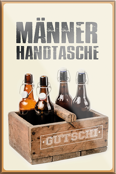 4252024228991	Schilderstore24	 ''Männer Handtasche''Schilderstore24 Blechschilder sind perfekt als Geschenk zu Weihnachten, Geburtstage, Feiern, Partys, Grillabende, Namenstag, Feiertag, Mädelsabend, Hochzeit. Jederzeit stilvoll im Wohnzimmer, Partykeller, Garage, Praxis, Büro, Café, Hauseingang Alkohol Kasten Bier Saufen Getränk Bier Alkohol schaumkrone promille hopfen