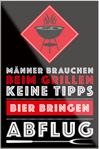 4252024230000	Schilderstore24	 ''Männer brauchen beim Grillen keine Tipps''Schilderstore24 Blechschilder sind perfekt als Geschenk zu Weihnachten, Geburtstage, Feiern, Partys, Grillabende, Namenstag, Feiertag, Mädelsabend, Hochzeit. Jederzeit stilvoll im Wohnzimmer, Partykeller, Garage, Praxis, Büro, Café, Hauseingang Lebensmittel Kaffee Kuchen Tee Grill crepes teigware süßigkeit essen grill wurst