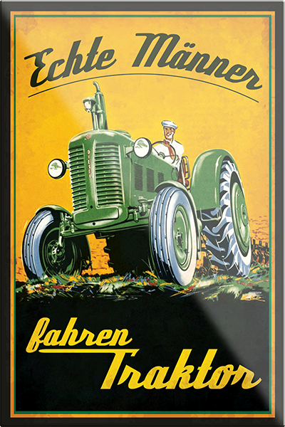 4252024231120	Schilderstore24	 ''Echte Männer fahren Traktor''Schilderstore24 Blechschilder sind perfekt als Geschenk zu Weihnachten, Geburtstage, Feiern, Partys, Grillabende, Namenstag, Feiertag, Mädelsabend, Hochzeit. Jederzeit stilvoll im Wohnzimmer, Partykeller, Garage, Praxis, Büro, Café, Hauseingang Traktor Maschine Landmaschine Feld bauer landwirt landwirtschaft schlepper