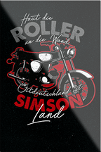 4252024231199	Schilderstore24	 ''Haut die Roller an die Wand Simson Land''Schilderstore24 Blechschilder sind perfekt als Geschenk zu Weihnachten, Geburtstage, Feiern, Partys, Grillabende, Namenstag, Feiertag, Mädelsabend, Hochzeit. Jederzeit stilvoll im Wohnzimmer, Partykeller, Garage, Praxis, Büro, Café, Hauseingang Mechaniker Auto Motorrad Werkstatt auto werkstatt tüfteln schrauber