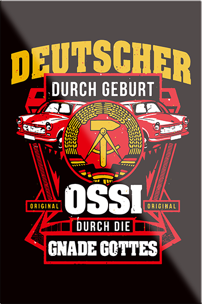 4252024205480	Schilderstore24	 ''Deutscher durch Geburt Ossi Gnade Gottes''Schilderstore24 Blechschilder sind perfekt als Geschenk zu Weihnachten, Geburtstage, Feiern, Partys, Grillabende, Namenstag, Feiertag, Mädelsabend, Hochzeit. Jederzeit stilvoll im Wohnzimmer, Partykeller, Garage, Praxis, Büro, Café, Hauseingang Sarkasmus Ironie Funny Schwarzer Humor faul dumm fun rente lästern teufel