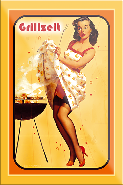 4252024231007	Schilderstore24	 ''Pinup Grillzeit''Schilderstore24 Blechschilder sind perfekt als Geschenk zu Weihnachten, Geburtstage, Feiern, Partys, Grillabende, Namenstag, Feiertag, Mädelsabend, Hochzeit. Jederzeit stilvoll im Wohnzimmer, Partykeller, Garage, Praxis, Büro, Café, Hauseingang Sex Anzüglich Zweideutig Romantik Brüste sinnlich schnulzig romantisch versaut pinup