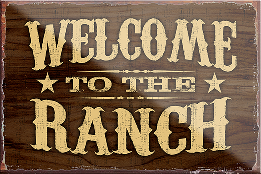 4252024231274	Schilderstore24	 ''Welcome to the Ranch''Schilderstore24 Blechschilder sind perfekt als Geschenk zu Weihnachten, Geburtstage, Feiern, Partys, Grillabende, Namenstag, Feiertag, Mädelsabend, Hochzeit. Jederzeit stilvoll im Wohnzimmer, Partykeller, Garage, Praxis, Büro, Café, Hauseingang Western Cowboy Cowgirl Indianer Ranch rothaut america spirituell cowboyhut film