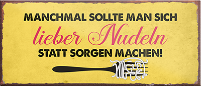 4252024240795	Schilderstore24	 ''Manchmal lieber Nudeln statt Sorgen machen'' Schilderstore24 Blechschilder sind perfekt als Geschenk zu Weihnachten, Geburtstage, Feiern, Partys, Grillabende, Namenstag, Feiertag, Mädelsabend, Hochzeit. Jederzeit stilvoll im Wohnzimmer, Partykeller, Garage, Praxis, Büro, Café, Hauseingang Lebensmittel Kaffee Kuchen Tee Grill crepes teigware süßigkeit essen grill wurst Mädelsabend