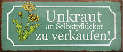 4252024241495	Schilderstore24	 ''Unkraut an Selbstpflücker zu verkaufen'' Schilderstore24 Blechschilder sind perfekt als Geschenk zu Weihnachten, Geburtstage, Feiern, Partys, Grillabende, Namenstag, Feiertag, Mädelsabend, Hochzeit. Jederzeit stilvoll im Wohnzimmer, Partykeller, Garage, Praxis, Büro, Café, Hauseingang Garten Haushalt Heim Zuhause Gartenarbeit Hausarbeit Zuhause Blumen