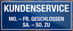 4252024240474	Schilderstore24	 ''Kundenservice Mo - Fr geschlossen (blau)'' Schilderstore24 Blechschilder sind perfekt als Geschenk zu Weihnachten, Geburtstage, Feiern, Partys, Grillabende, Namenstag, Feiertag, Mädelsabend, Hochzeit. Jederzeit stilvoll im Wohnzimmer, Partykeller, Garage, Praxis, Büro, Café, Hauseingang Büro Chef Angestellter Arbeit Job Arbeitsplatz Alltag Beruf Ausbildung