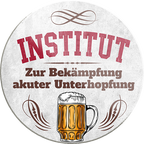 4252024232189	Schilderstore24	 ''Institut zur Bekämpfung Unterhopfung''Schilderstore24 Blechschilder sind perfekt als Geschenk zu Weihnachten, Geburtstage, Feiern, Partys, Grillabende, Namenstag, Feiertag, Mädelsabend, Hochzeit. Jederzeit stilvoll im Wohnzimmer, Partykeller, Garage, Praxis, Büro, Café, Hauseingang Alkohol Kasten Bier Saufen Getränk Bier Alkohol schaumkrone promille hopfen