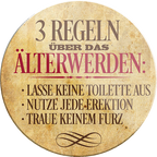 4252024232912	Schilderstore24	 ''3 Regeln über das Älterwerden''Schilderstore24 Blechschilder sind perfekt als Geschenk zu Weihnachten, Geburtstage, Feiern, Partys, Grillabende, Namenstag, Feiertag, Mädelsabend, Hochzeit. Jederzeit stilvoll im Wohnzimmer, Partykeller, Garage, Praxis, Büro, Café, Hauseingang Familie Zuhause Eltern Geschwister oma opa familie mama papa geschwister