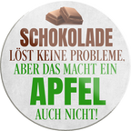 4252024232882	Schilderstore24	 ''Schokolade löst keine Probleme, Apfel auch nicht''Schilderstore24 Blechschilder sind perfekt als Geschenk zu Weihnachten, Geburtstage, Feiern, Partys, Grillabende, Namenstag, Feiertag, Mädelsabend, Hochzeit. Jederzeit stilvoll im Wohnzimmer, Partykeller, Garage, Praxis, Büro, Café, Hauseingang Lebensmittel Kaffee Kuchen Tee Grill crepes teigware süßigkeit essen grill wurst