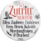 4252024233896	Schilderstore24	 ''Zutritt nur für Elfen, Zauberer, Einhörner''Schilderstore24 Blechschilder sind perfekt als Geschenk zu Weihnachten, Geburtstage, Feiern, Partys, Grillabende, Namenstag, Feiertag, Mädelsabend, Hochzeit. Jederzeit stilvoll im Wohnzimmer, Partykeller, Garage, Praxis, Büro, Café, Hauseingang Küche Haushalt Willkommen Eigenheim heim essen haus kochen herzlich Zuhause putzen