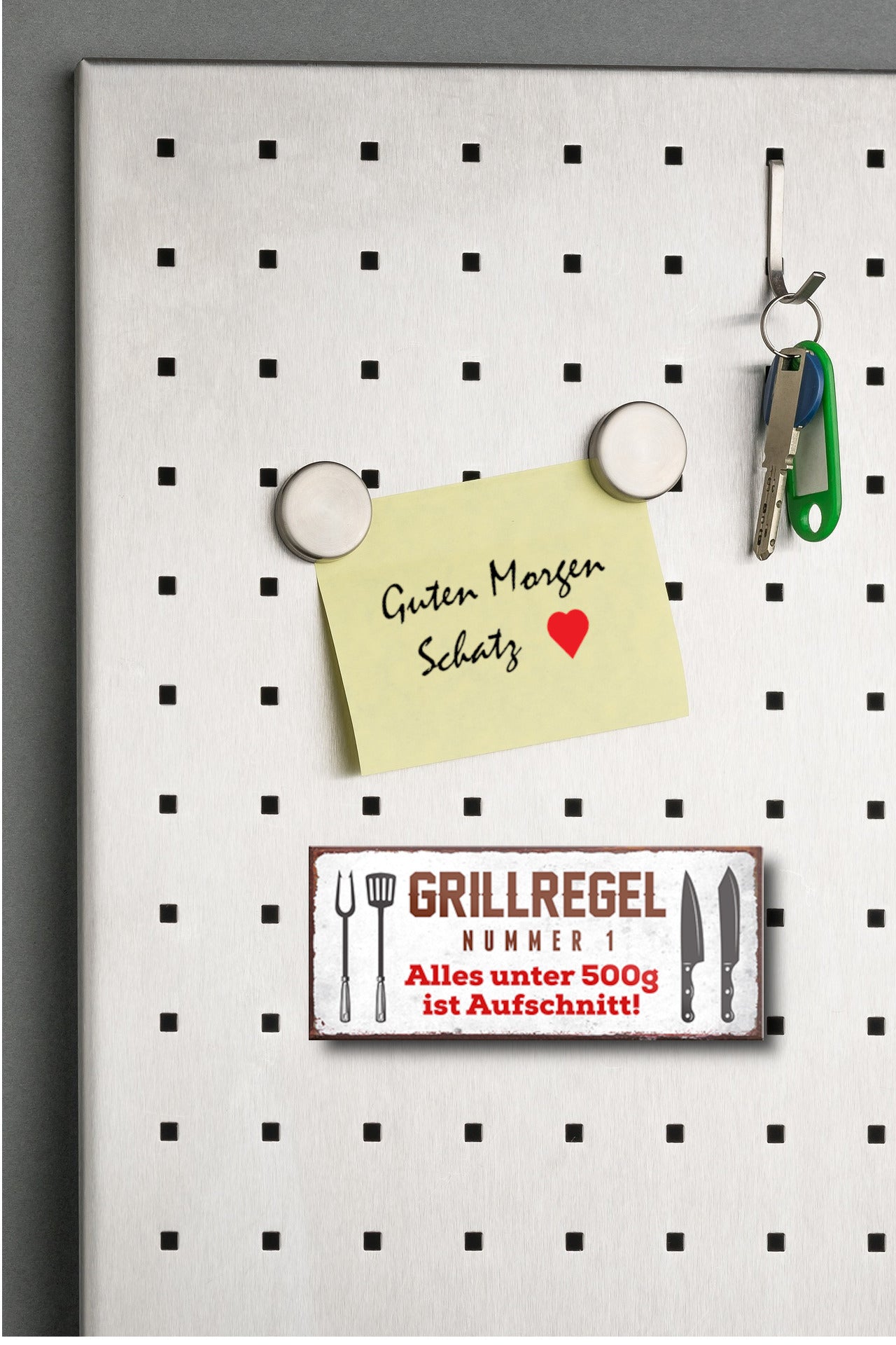 Magnet ''Grillregel Nr.1 Alles unter 500g ist Aufschnitt'' 9,3x4cm