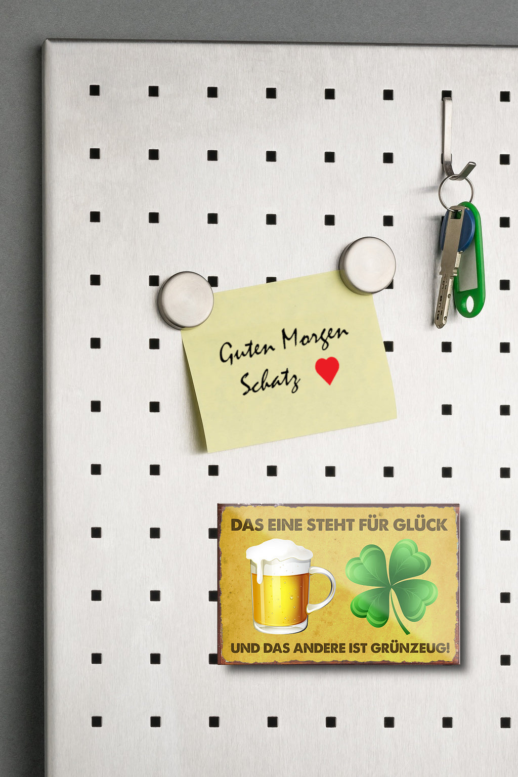 Magnet ''Das eine steht für Glück andere ist Grünzeug'' 9x6x0,3cm