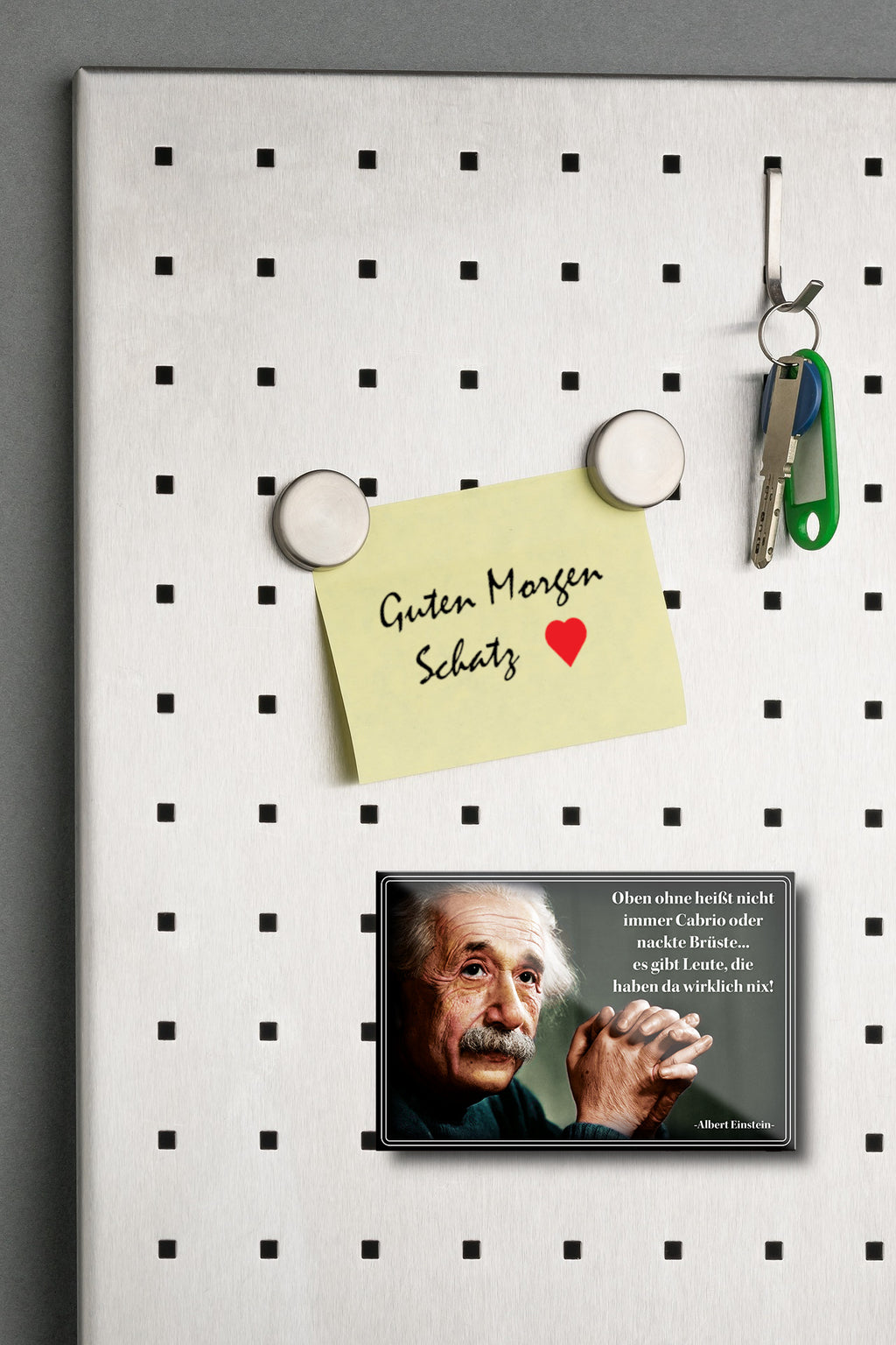Magnet ''Oben ohne heißt nicht immer Cabrio (Einstein)'' 9x6x0,3cm