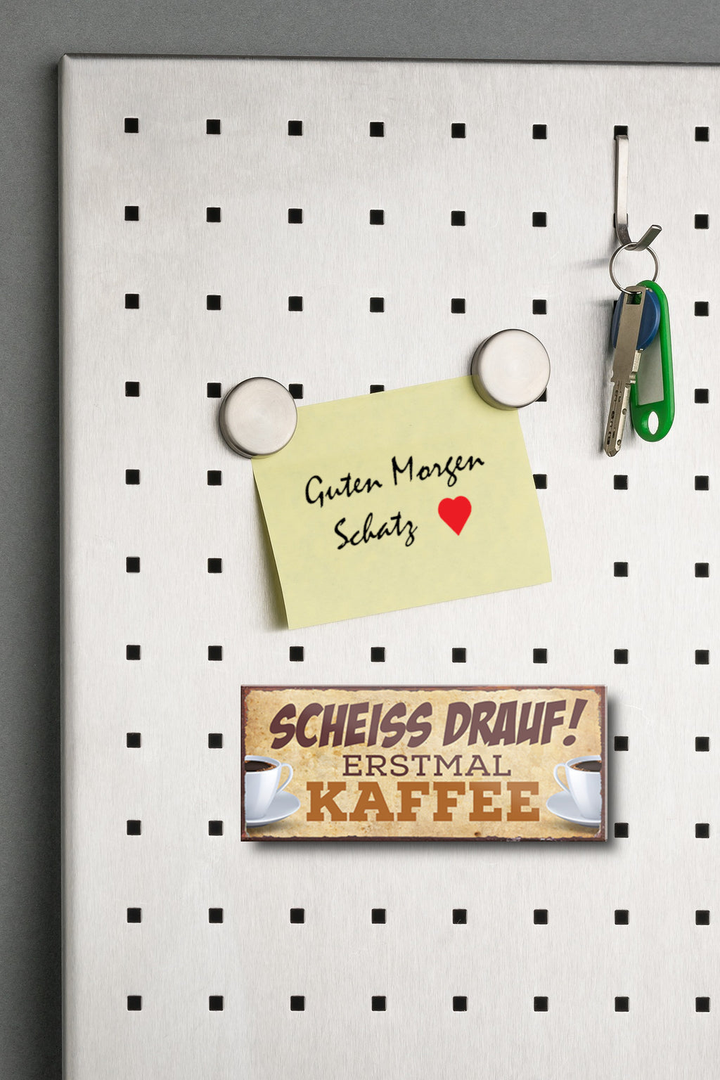 Magnet ''Scheiss drauf! Erstmal Kaffee'' 9,3x4cm