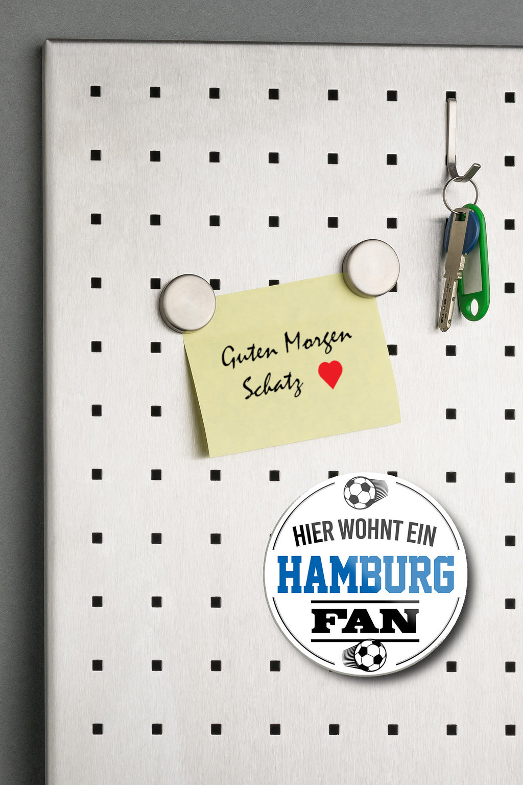 Magnet ''Hamburg Fan (weiß)'' 8x8x0,3cm
