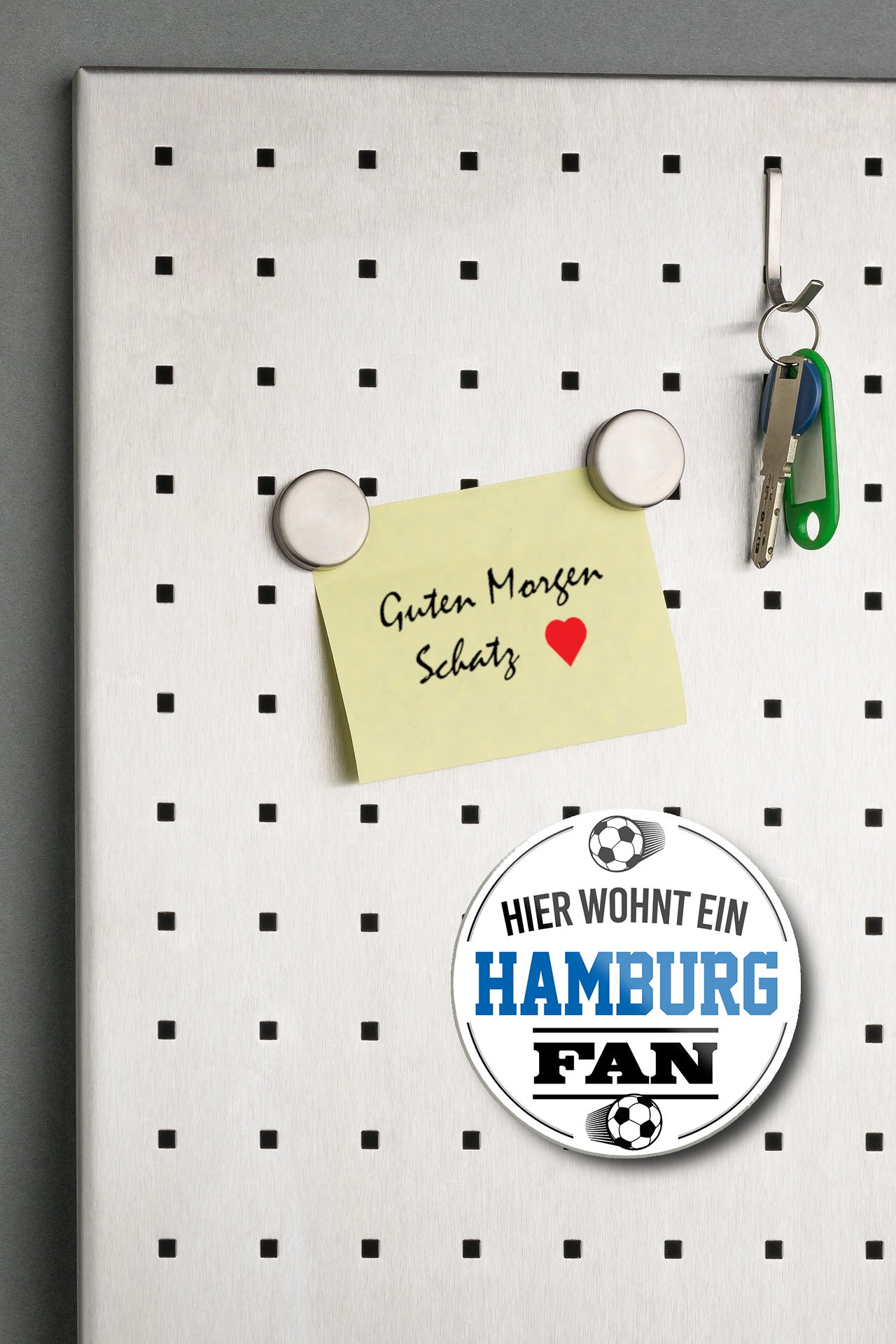 Magnet ''Hamburg Fan (weiß)'' 8x8x0,3cm
