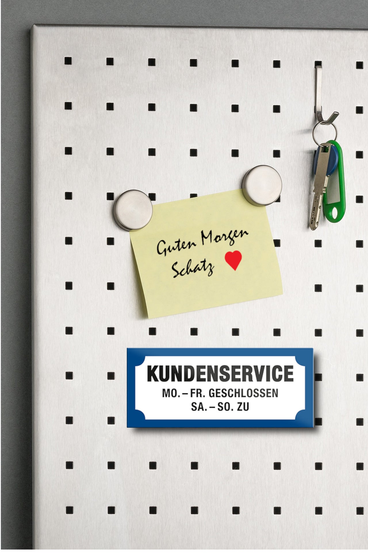 Magnet ''Kundenservice Mo - Fr geschlossen (weiß)'' 9,3x4cm