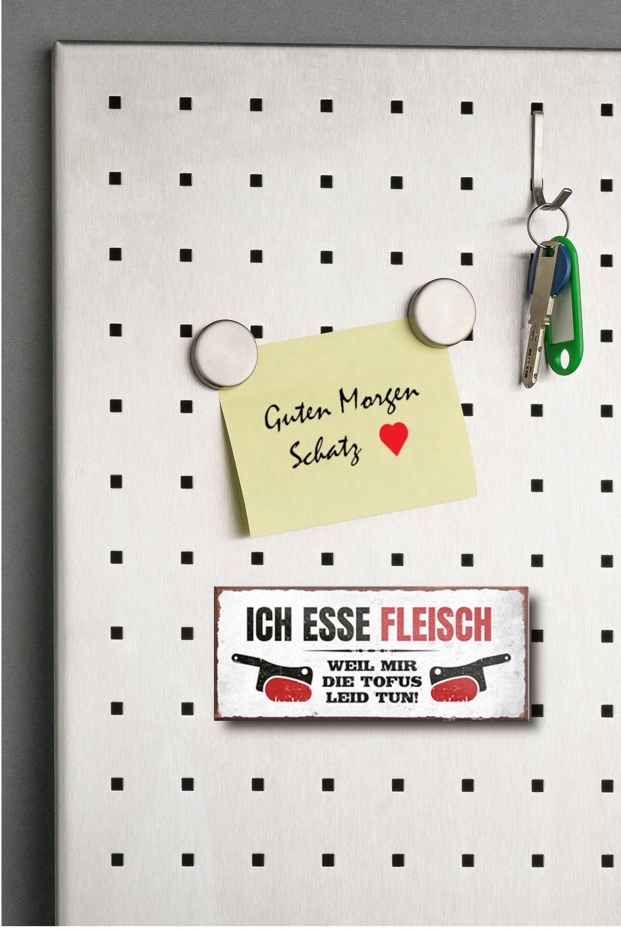 Magnet ''Ich esse Fleisch weil mir Tofus leid tun'' 9,3x4cm