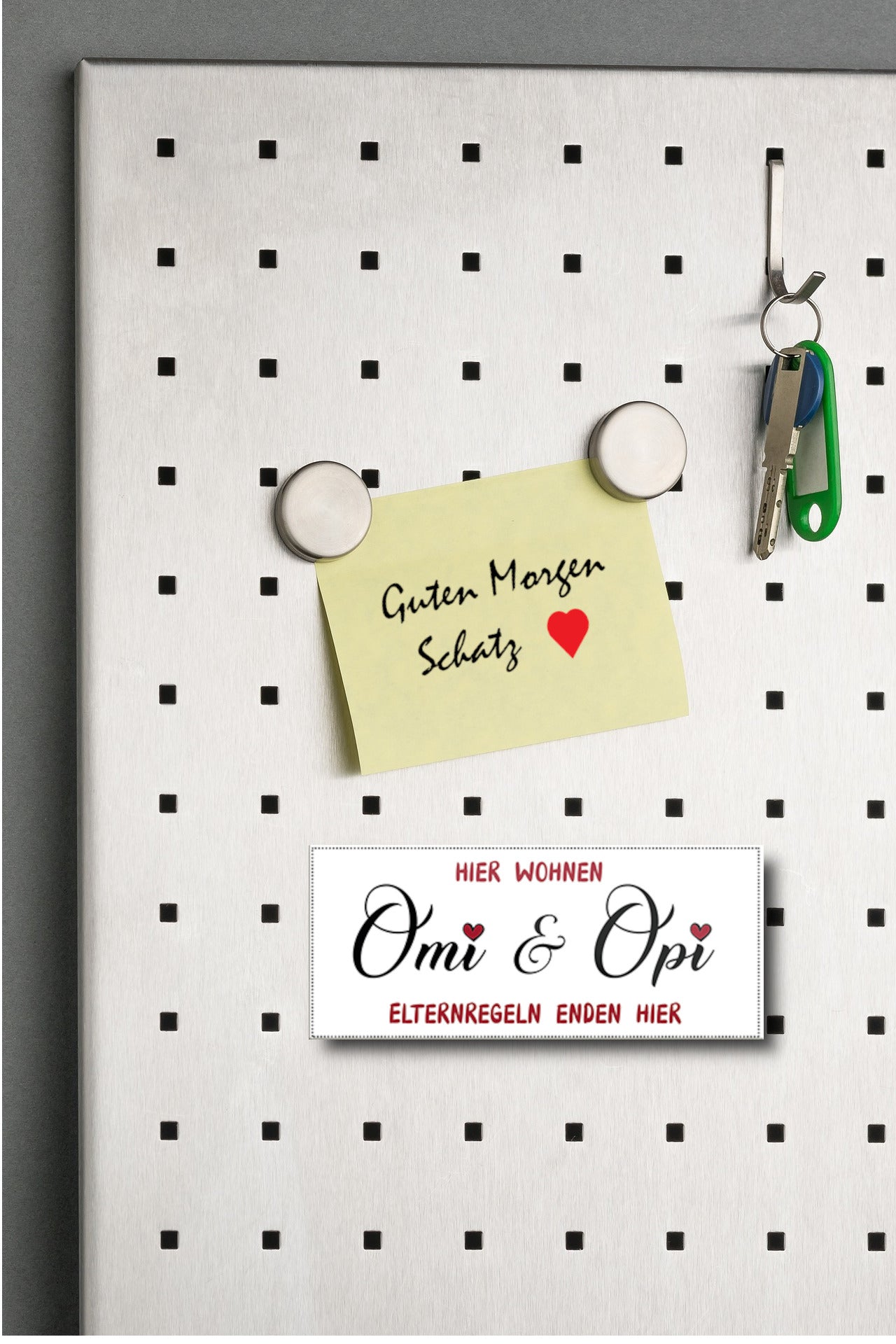 Magnet ''Hier wohnen Omi & Opi Elternregeln enden hier'' 9,3x4cm