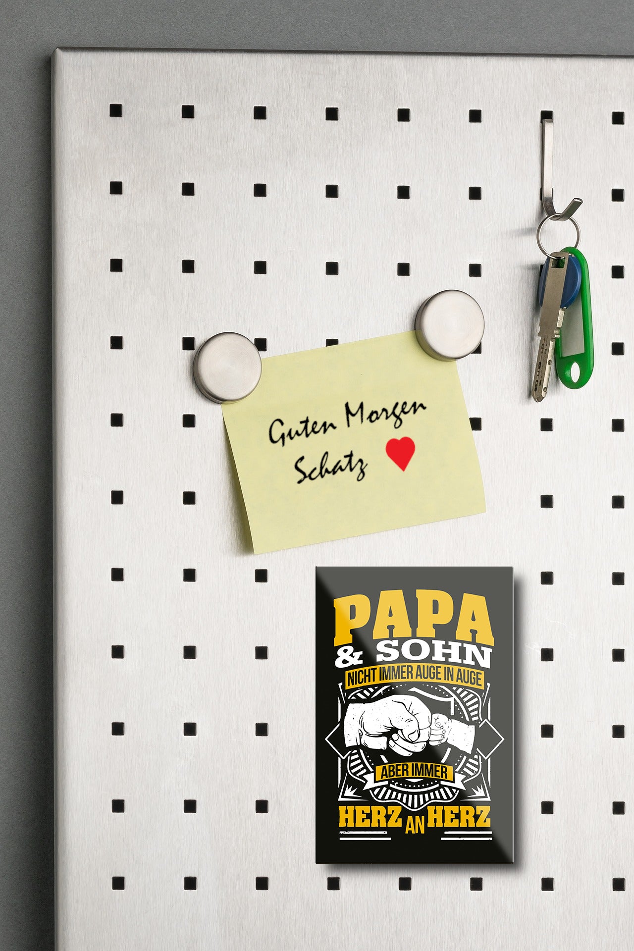 Magnet ''Papa & Sohn Herz an Herz'' 9x6x0,3cm