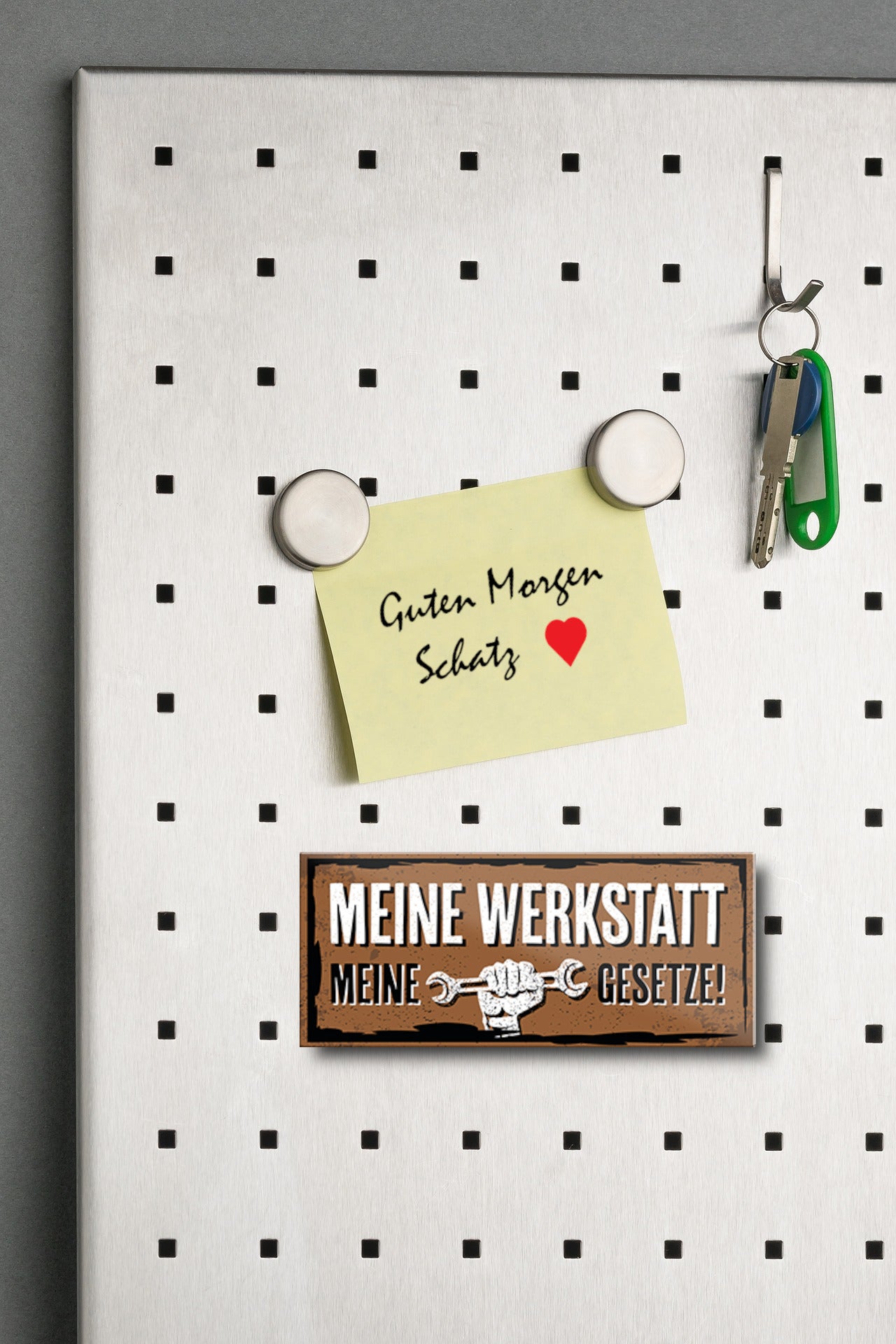 Magnet ''Meine Werkstatt meine Gesetze'' 9,3x4cm