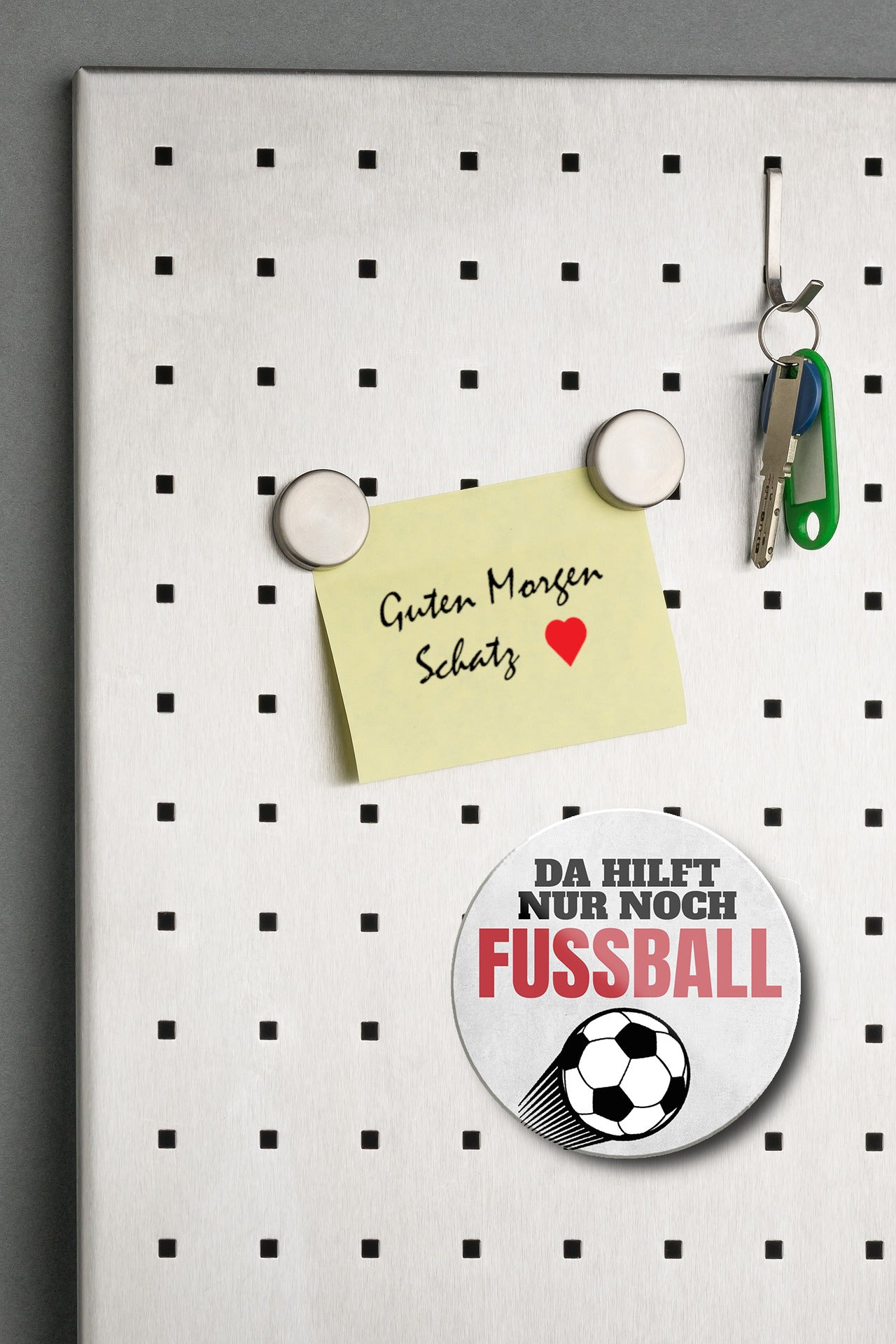 Magnet ''Da hilf nur noch Fussball'' 8x8x0,3cm