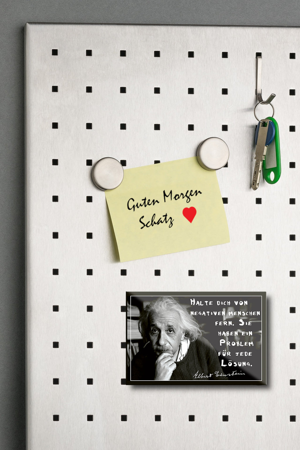 Magnet ''Halte dich von negativen Menschen fern (Einstein)'' 9x6x0,3cm
