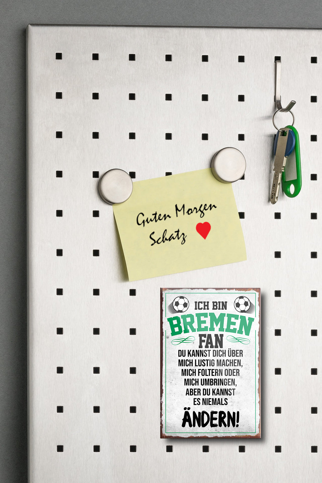 Magnet ''Bremen Fan (grau)'' 9x6x0,3cm