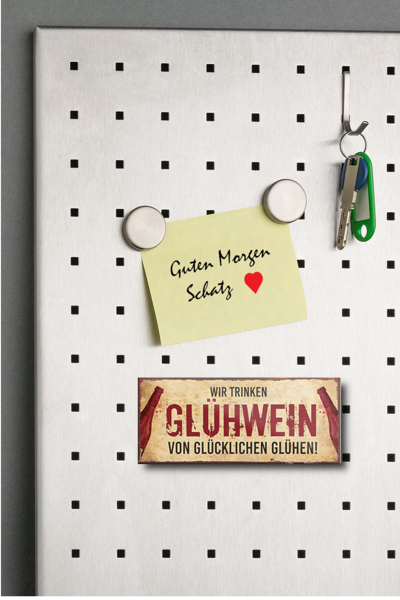 Magnet ''Wir trinken Glühwein von glücklichen Glühen'' 9,3x4cm