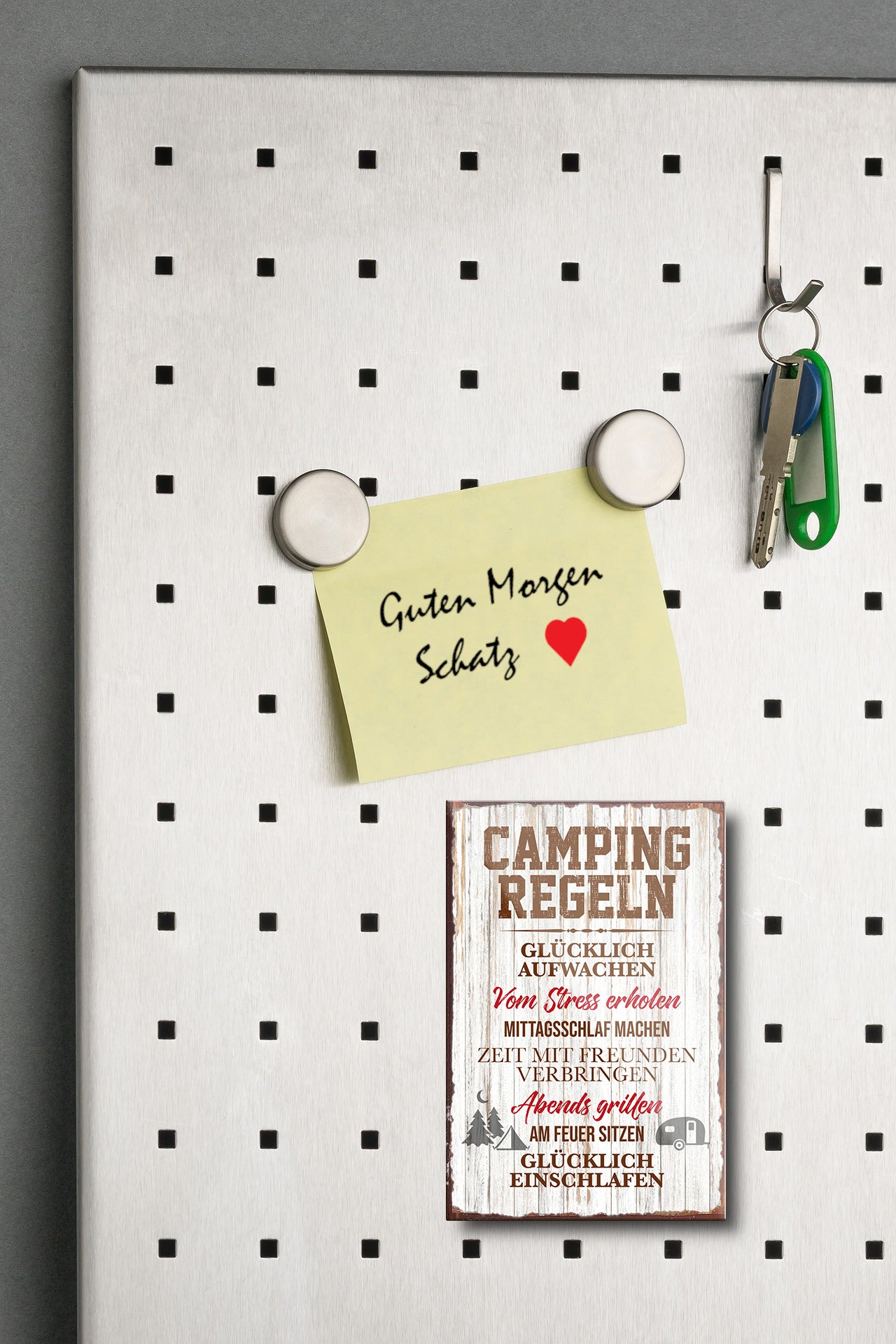 Magnet ''Camping Regeln Glücklich aufwachen'' 9x6x0,3cm