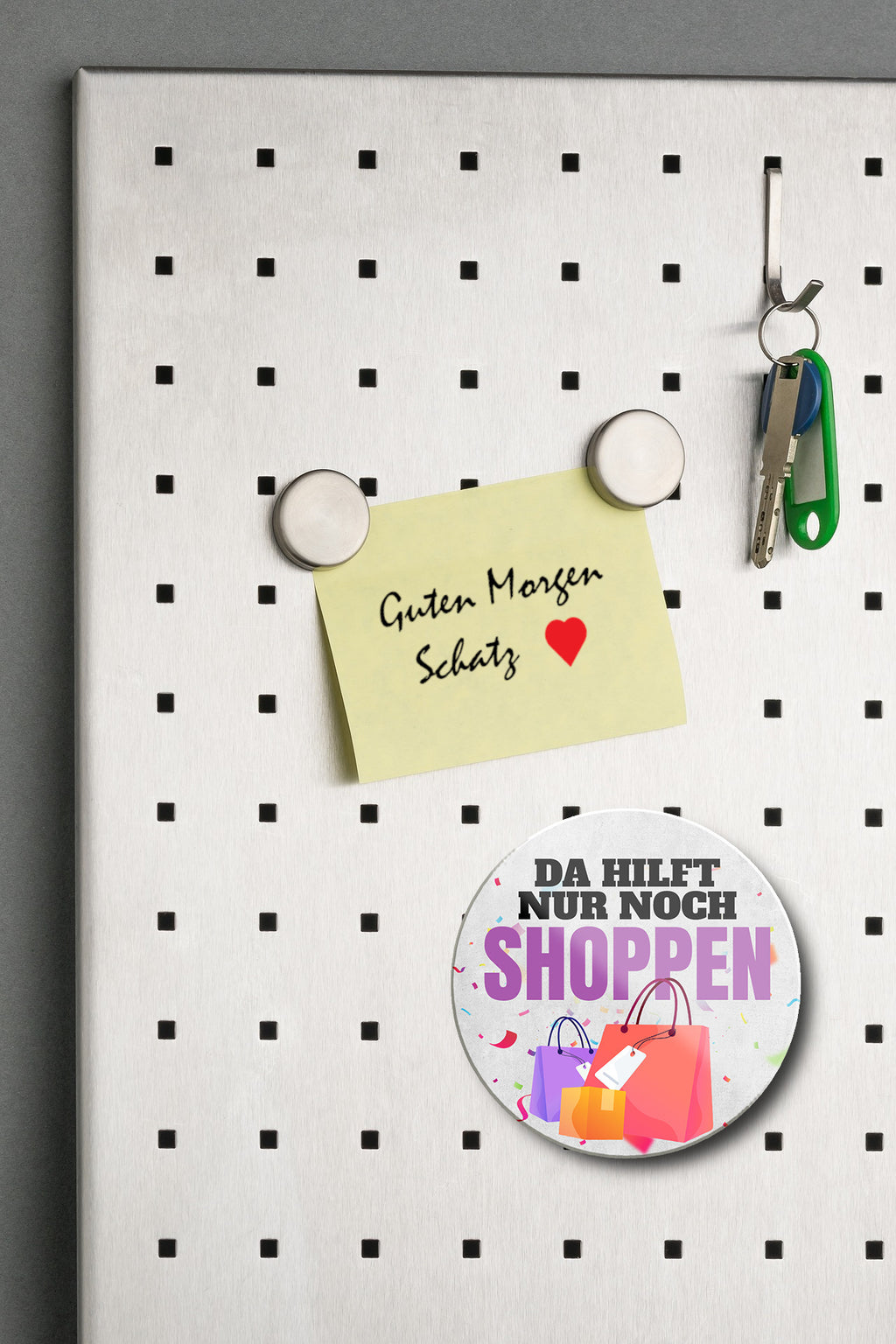 Magnet ''Da hilft nur noch Shoppen'' 8x8x0,3cm