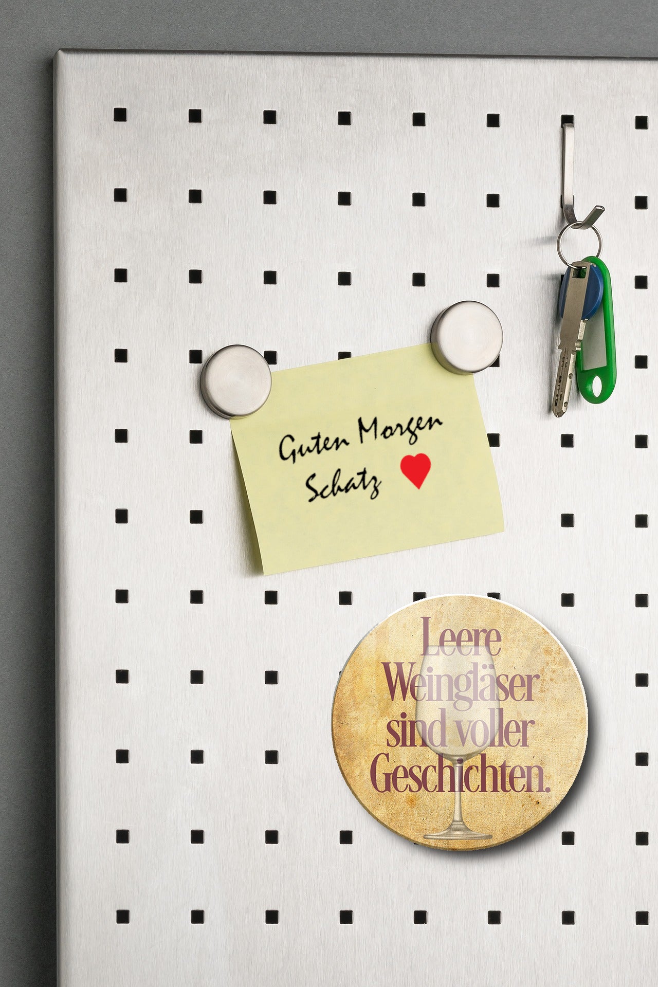 Magnet ''Leere Weingläser sind voller Geschichten'' 8x8x0,3cm