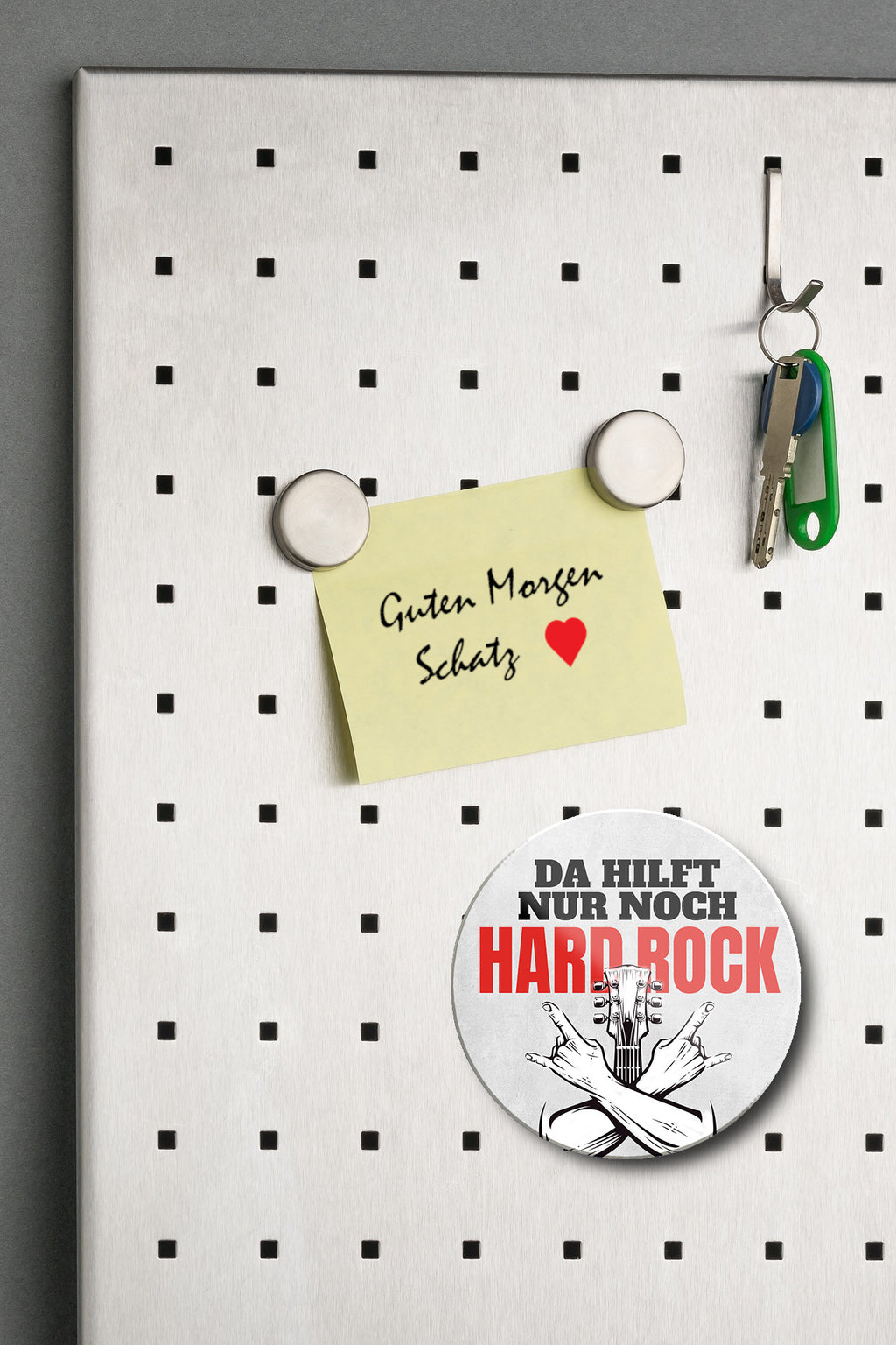 Magnet ''Da hilft nur noch Hard Rock'' 8x8x0,3cm