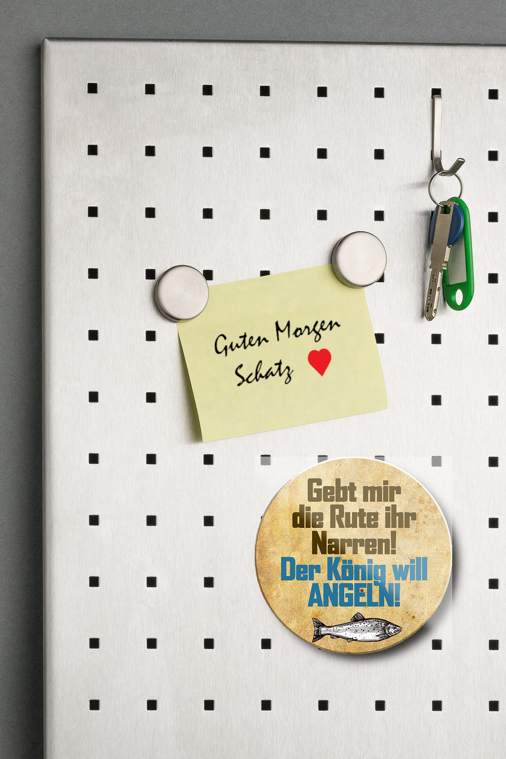 Magnet ''Gebt mir die Rute König will angeln'' 8x8x0,3cm