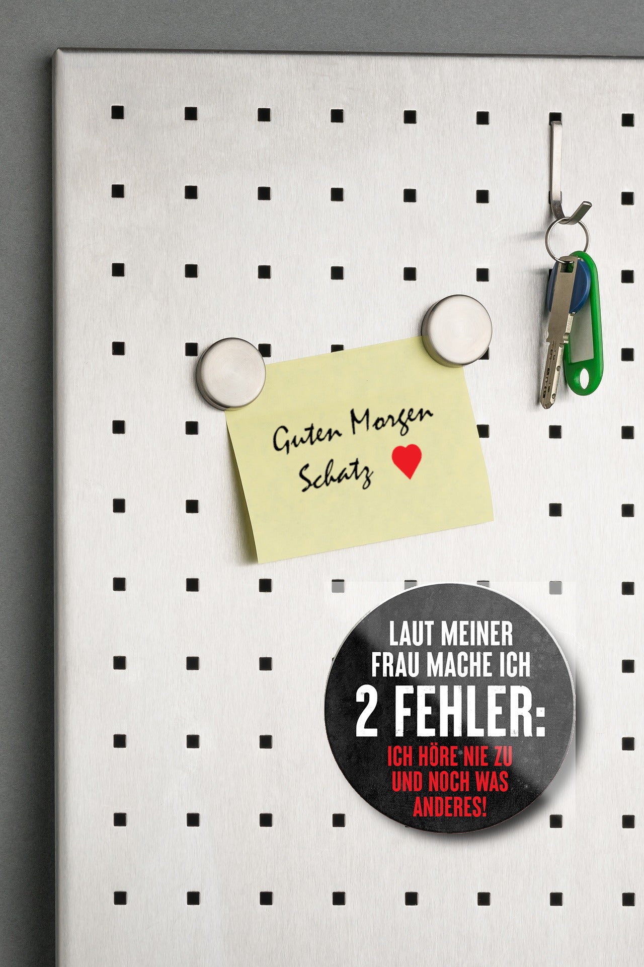 Magnet ''Laut meiner Frau mache ich 2 Fehler'' 8x8x0,3cm