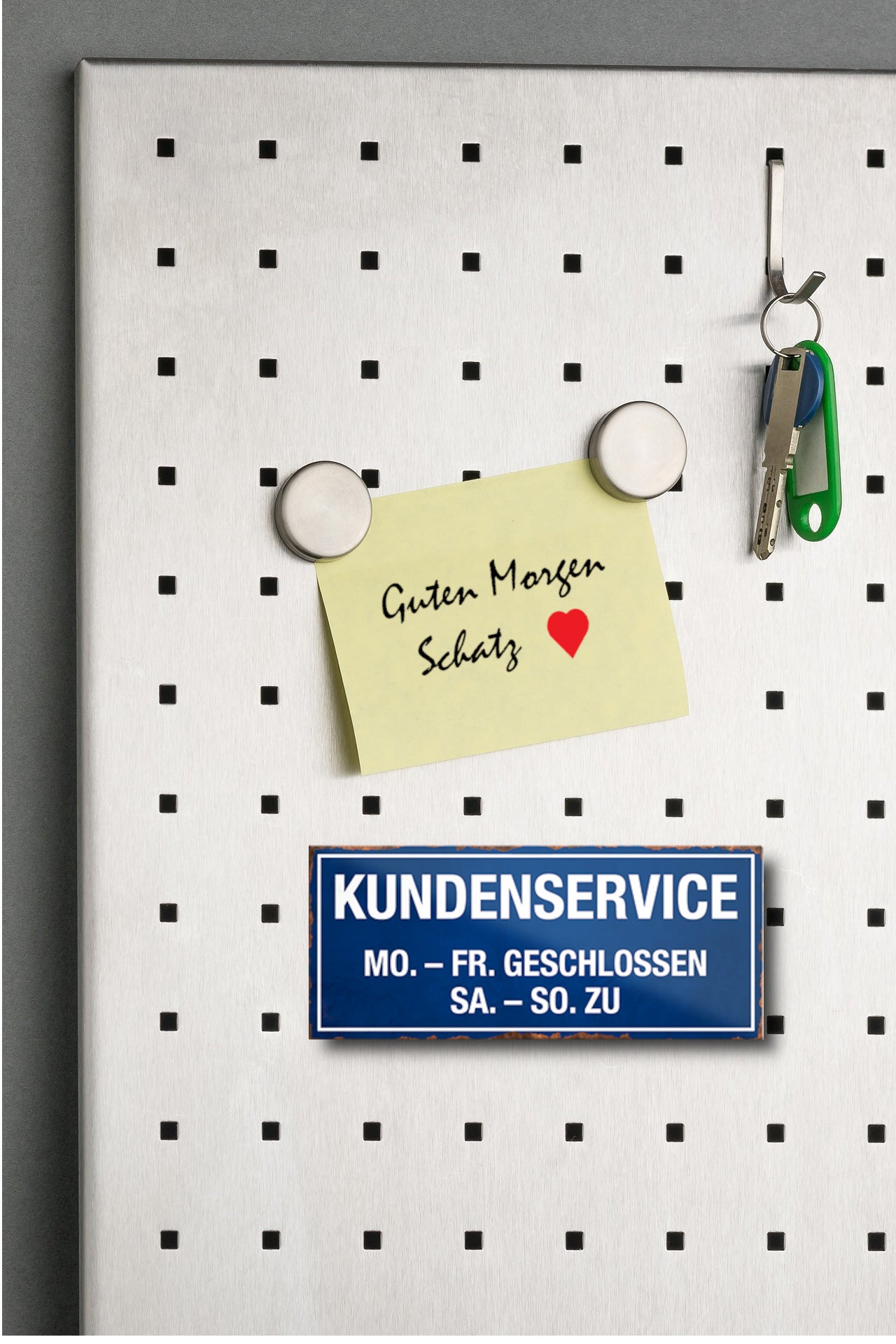 Magnet ''Kundenservice Mo - Fr geschlossen (blau)'' 9,3x4cm