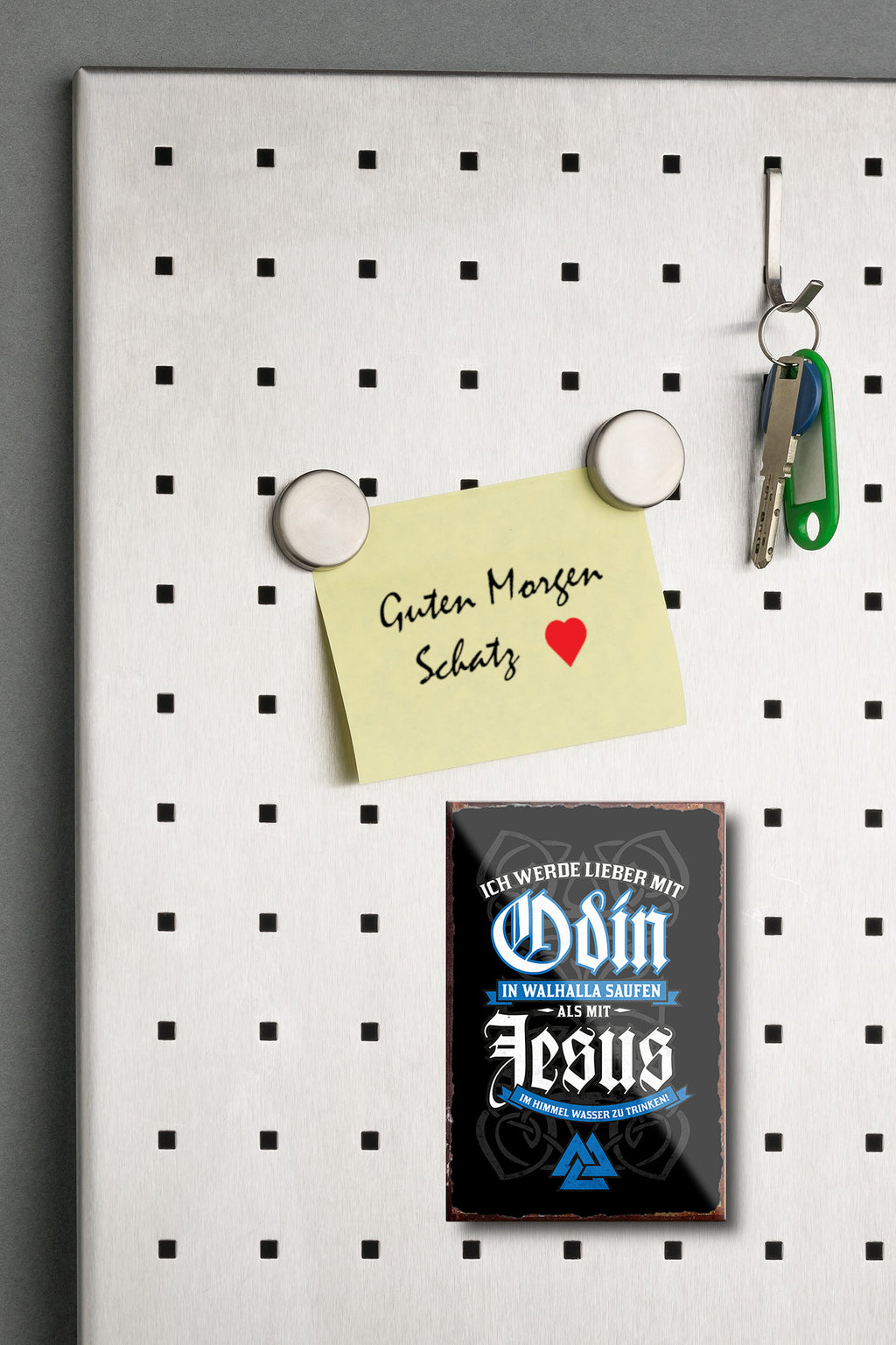 Magnet ''Lieber mit Odin in Valhalla saufen Jesus'' 9x6x0,3cm