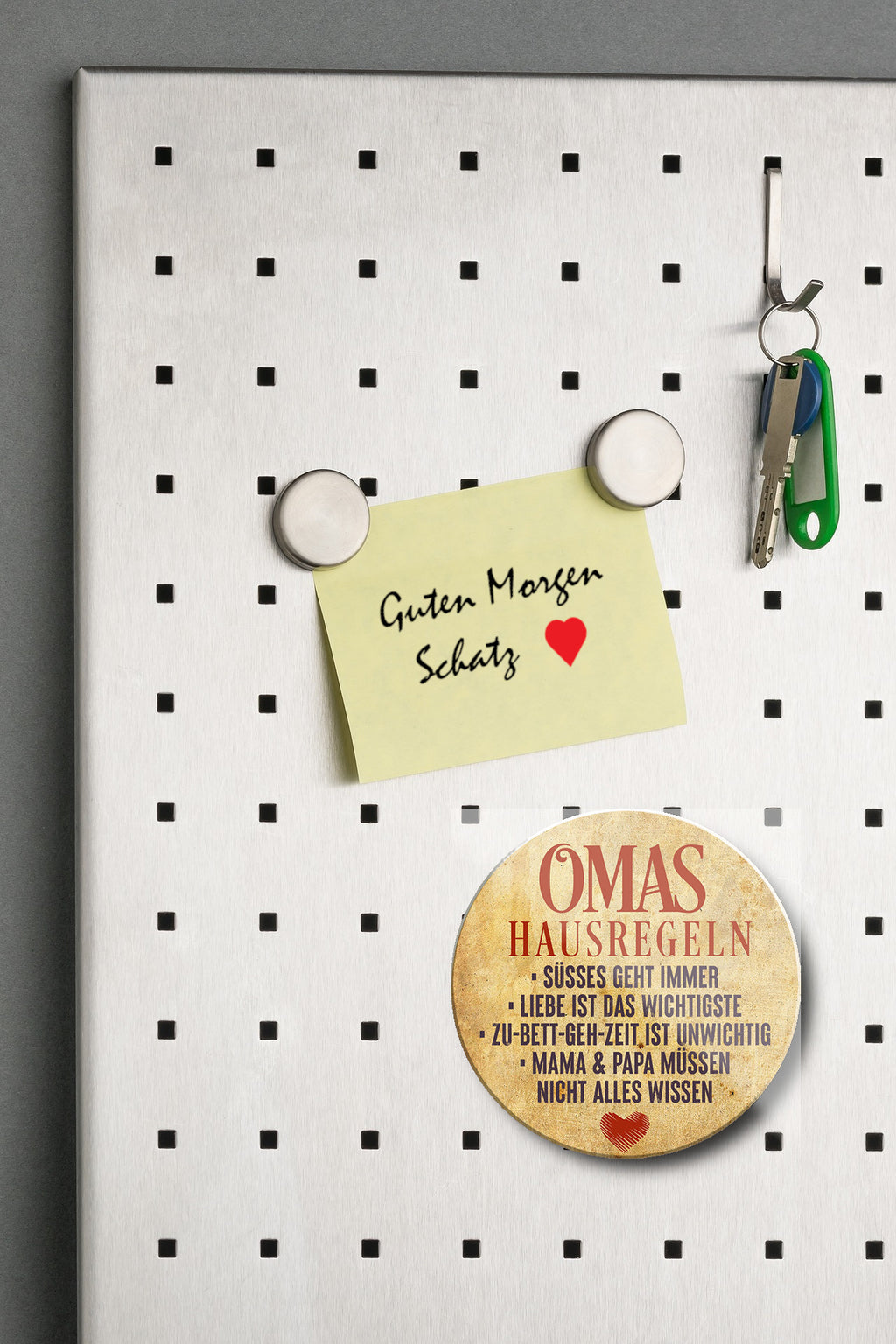 Magnet ''Omas Hausregeln süsses geht immer'' 8x8x0,3cm