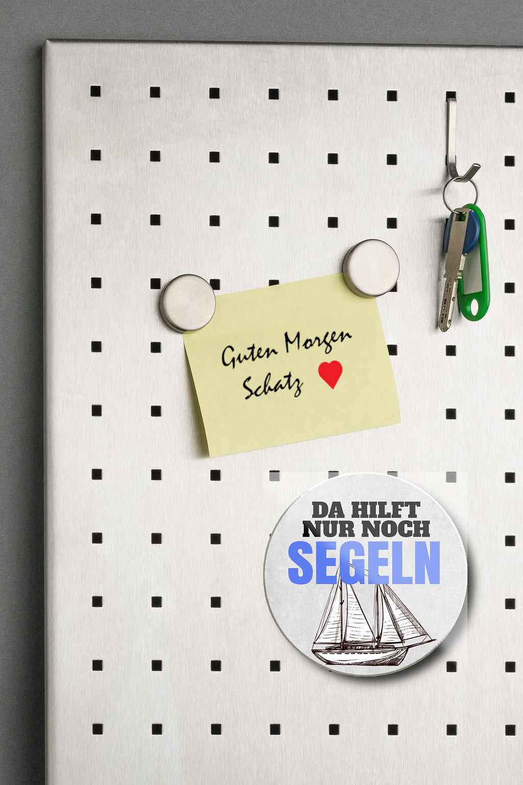 Magnet ''Da hilft nur noch Segeln'' 8x8x0,3cm