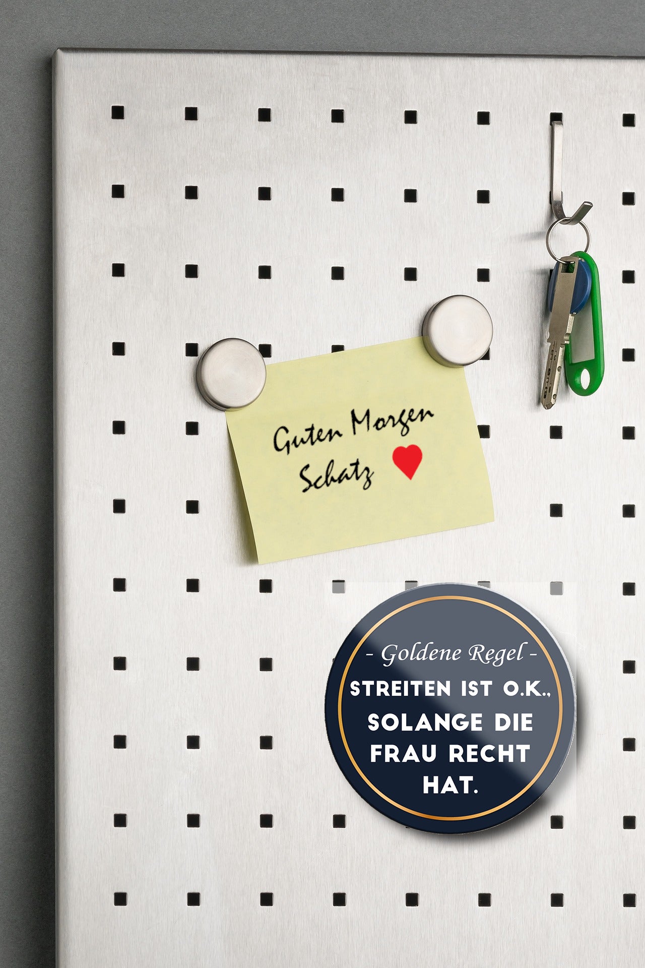 Magnet ''Goldenen Regel Streiten OK Frau recht hat'' 8x8x0,3cm