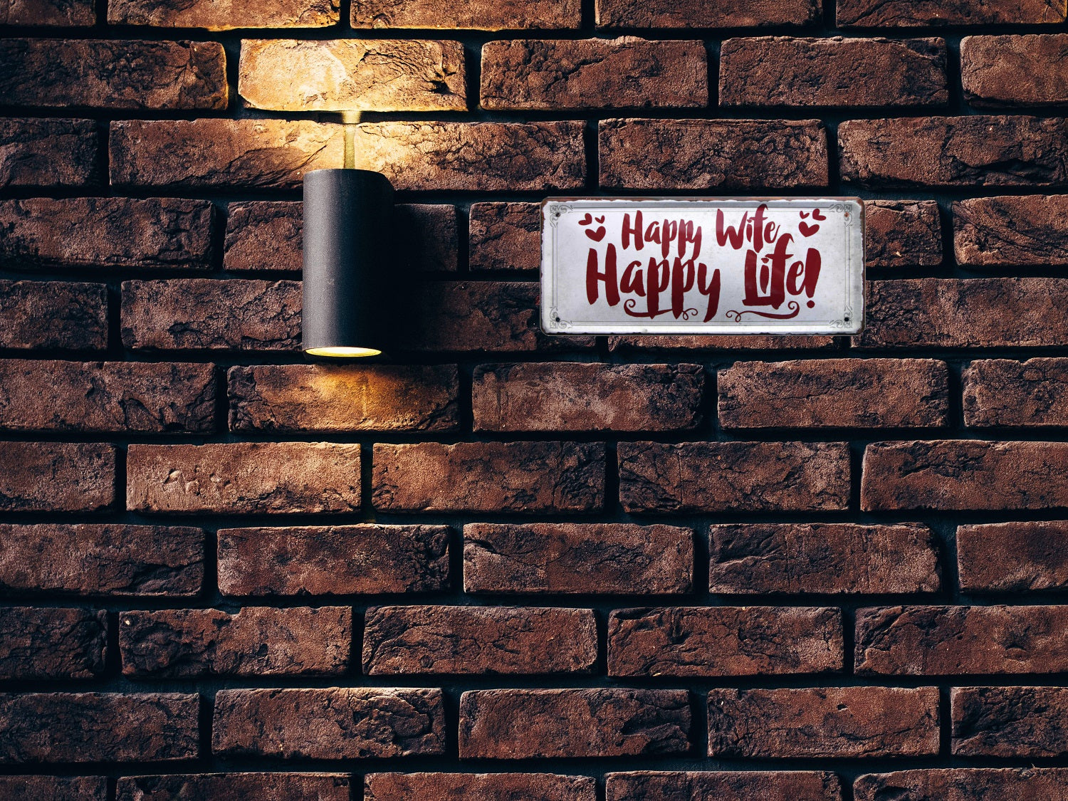Blechschild ''Happy Wife Happy Life'' 28x12cm