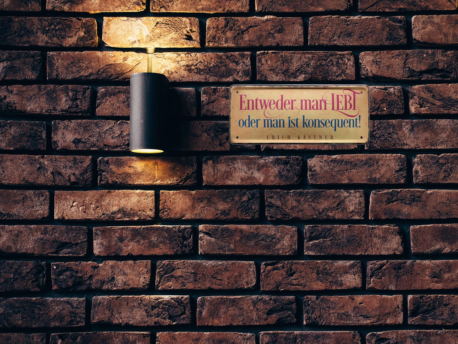 Blechschild ''Entweder man Lebt oder man ist konsequent'' 28x12cm