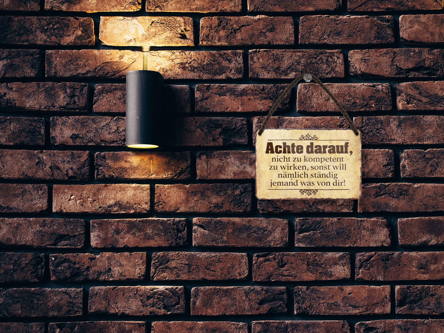 Blechschild ''Achte darauf nicht zu kompetent zu wirken'' 18x12cm