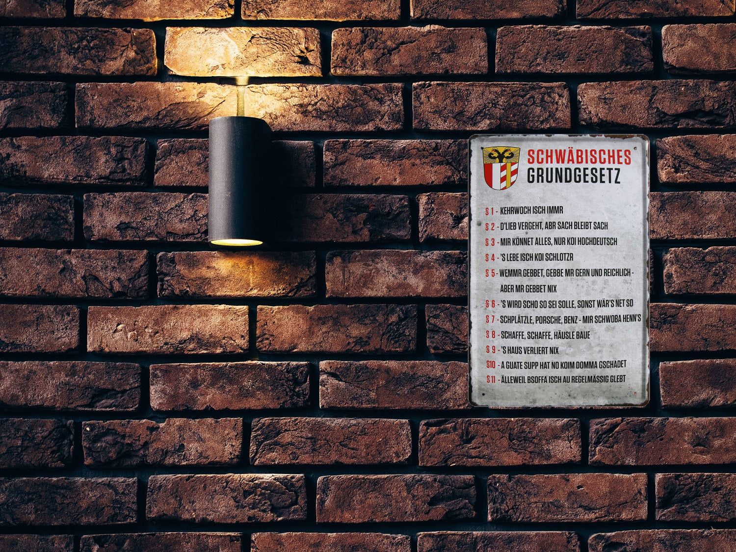 Blechschild ''Schwäbisches Grundgesetz'' 20x30cm