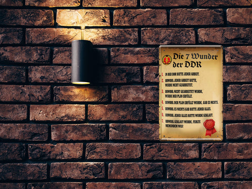 Blechschild ''Die 7 Wunder der DDR'' 20x30cm