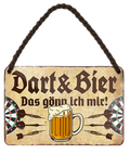 4252024201024 Schilderstore24 	Schilderstore24 Blechschilder sind perfekt als Geschenk zu Weihnachten, Geburtstage, Feiern, Partys, Grillabende, Namenstag, Feiertag, Mädelsabend, Hochzeit. Jederzeit stilvoll im Wohnzimmer, Partykeller, Garage, Praxis, Büro, Café, Hauseingang Alkohol Cocktail Bier Sekt Getränk Bier Alkohol schnaps promille tequila    ''Dart & Bier Das gönn ich mir (braun)''		18x12cm