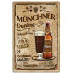 4252024214390	Schilderstore24 	 ''Münchner Dunkel'' Schilderstore24 Blechschilder sind perfekt als Geschenk zu Weihnachten, Geburtstage, Feiern, Partys, Grillabende, Namenstag, Feiertag, Mädelsabend, Hochzeit. Jederzeit stilvoll im Wohnzimmer, Partykeller, Garage, Praxis, Büro, Café, Hauseingang Alkohol Kasten Bier Saufen Getränk Bier Alkohol schaumkrone promille hopfen