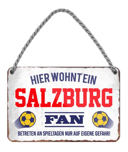 4252024204148	Schilderstore24 Blechschilder sind perfekt als Geschenk zu Weihnachten, Geburtstage, Feiern, Partys, Grillabende, Namenstag, Feiertag, Mädelsabend, Hochzeit. Jederzeit stilvoll im Wohnzimmer, Partykeller, Garage, Praxis, Büro, Café, Hauseingang Fußball Mannschaft Verein Bolzen Ball sport liga kicken stadion freizeit Schilderstore24 	 ''Salzburg Fan''